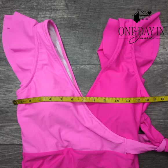 Blooming Jelly Ruffle Shoulder Tummy Control One Piece Swimsuit Size S - Picture 4 of 6